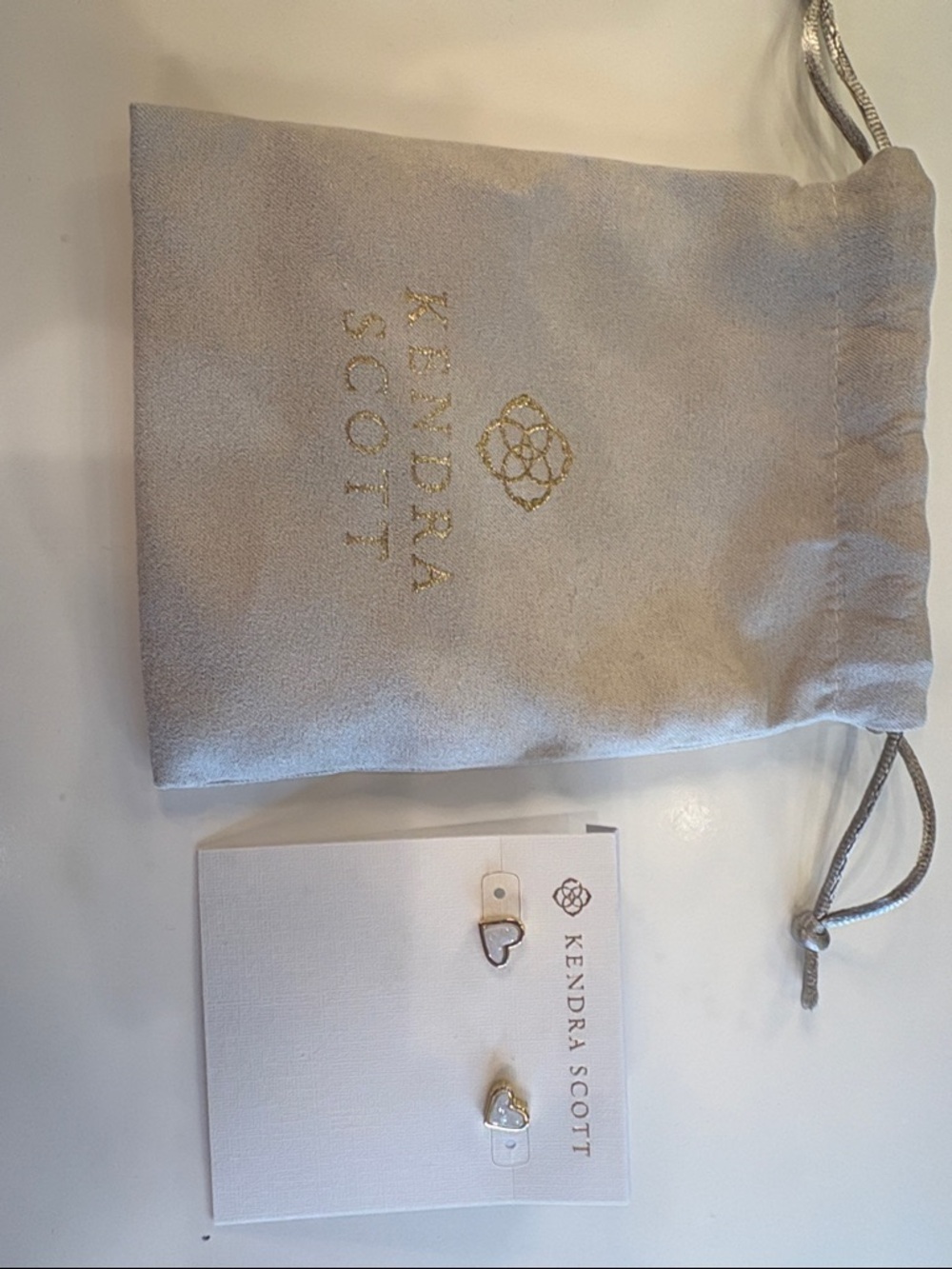 Kendra Scott Gold Heart Stud Earrings with White Mother-of-Pearl Center